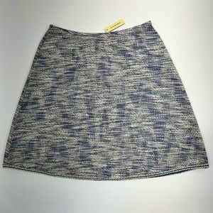 Max Studio Tweed Blue Abstract A-Line Skirt Elastic Waist Womens Size Medium